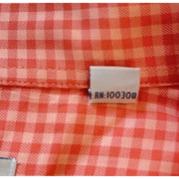 Peter Millar Men's Button Down Shirt 100% Cotton Orange Gingham Long Sleeve L - Picture 3 of 9